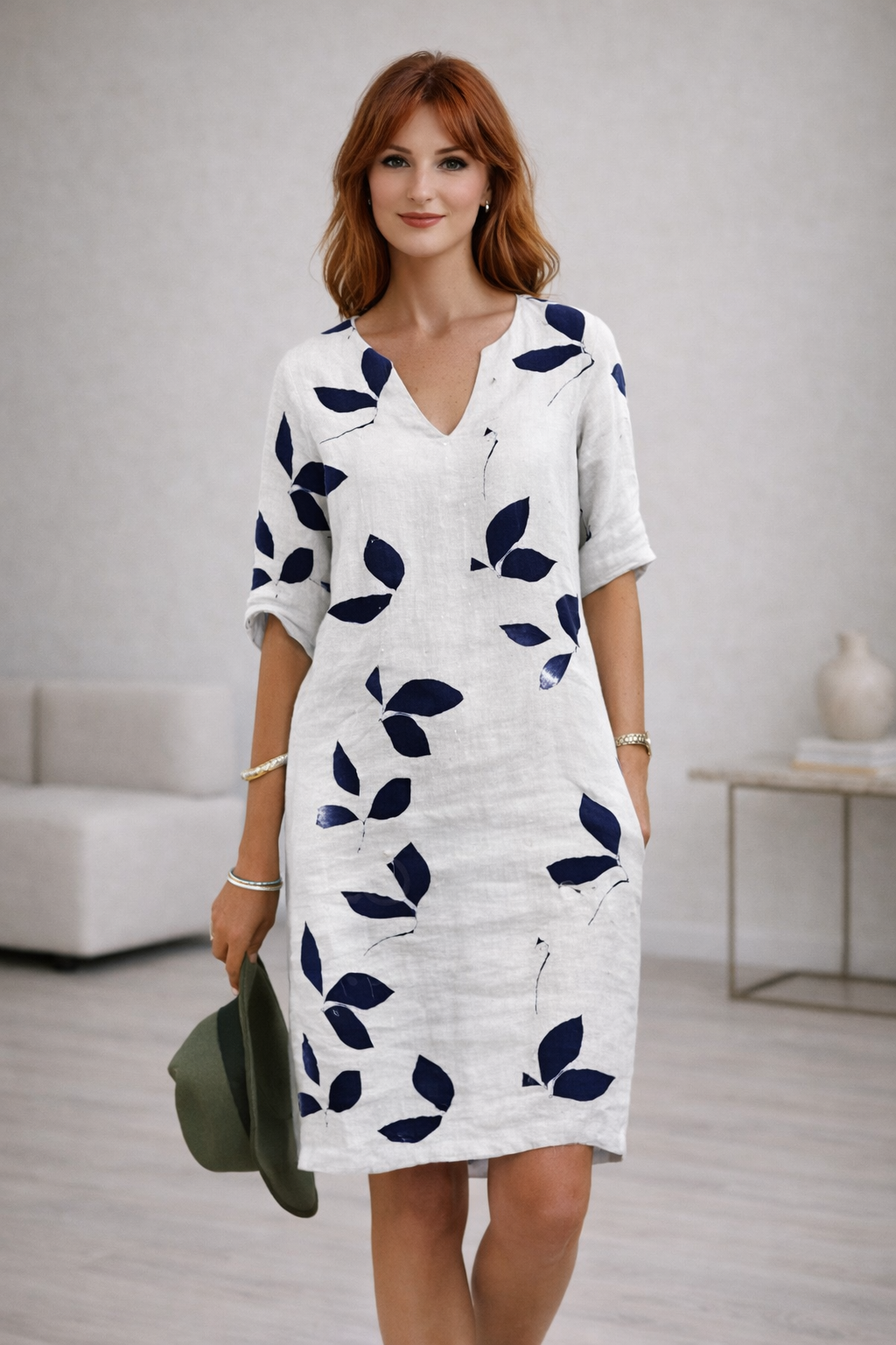 Eloria Vintage V-Neck Mini Summer Dress