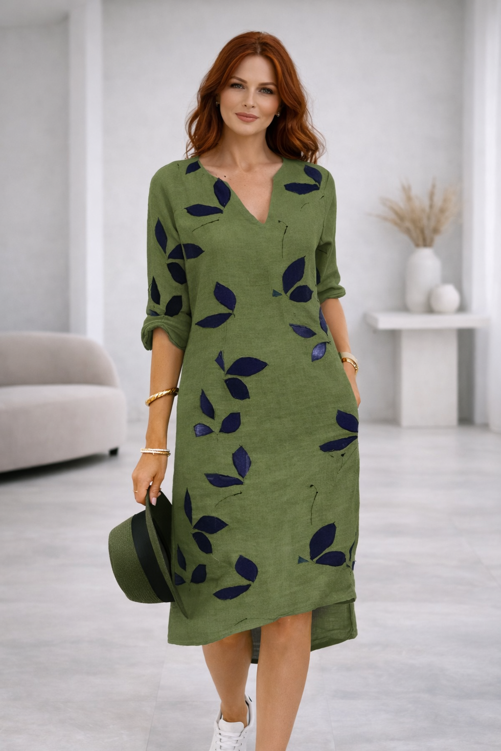 Eloria Vintage V-Neck Mini Summer Dress