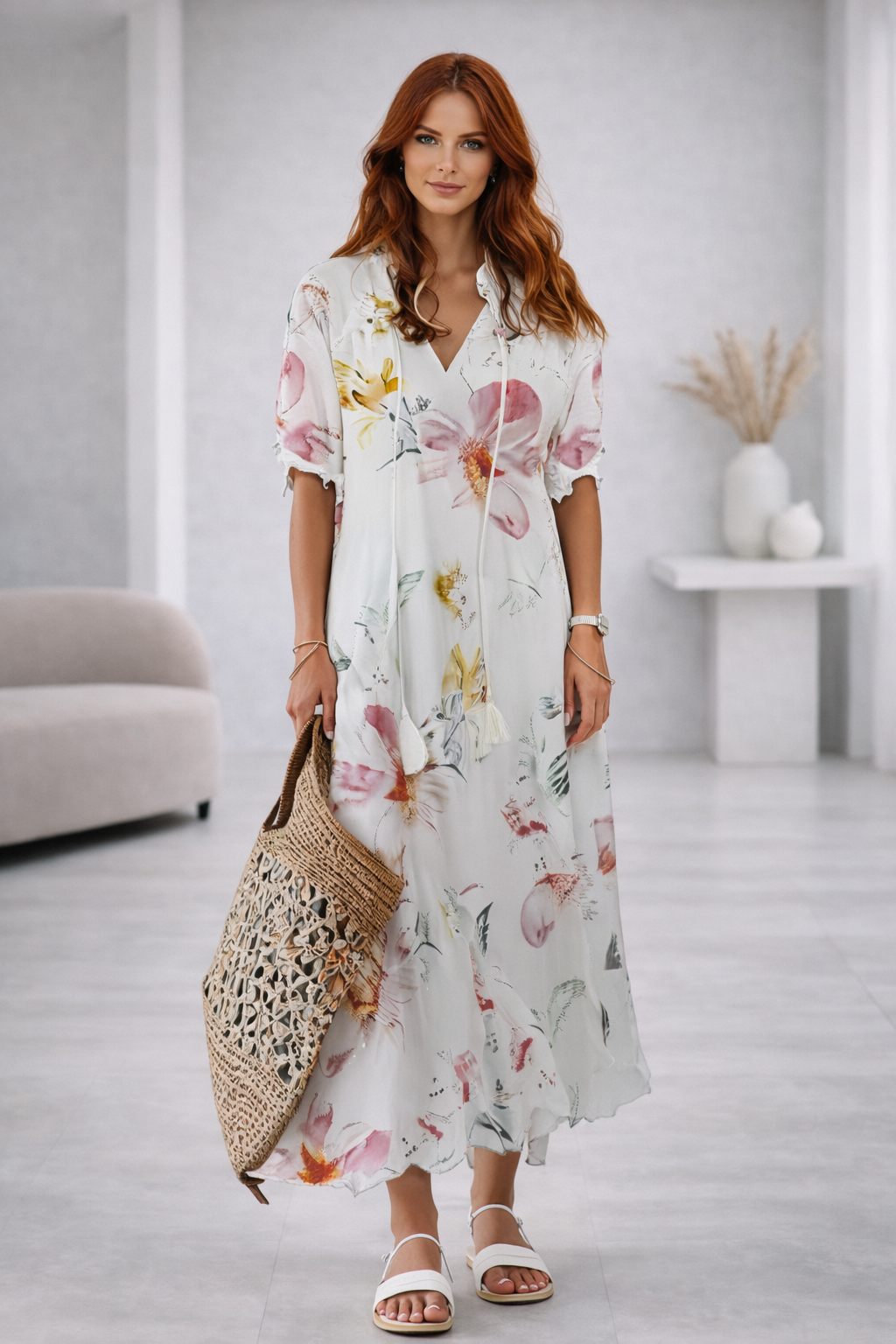 Solvara Bohemian V-Neck Maxi Summer Dress