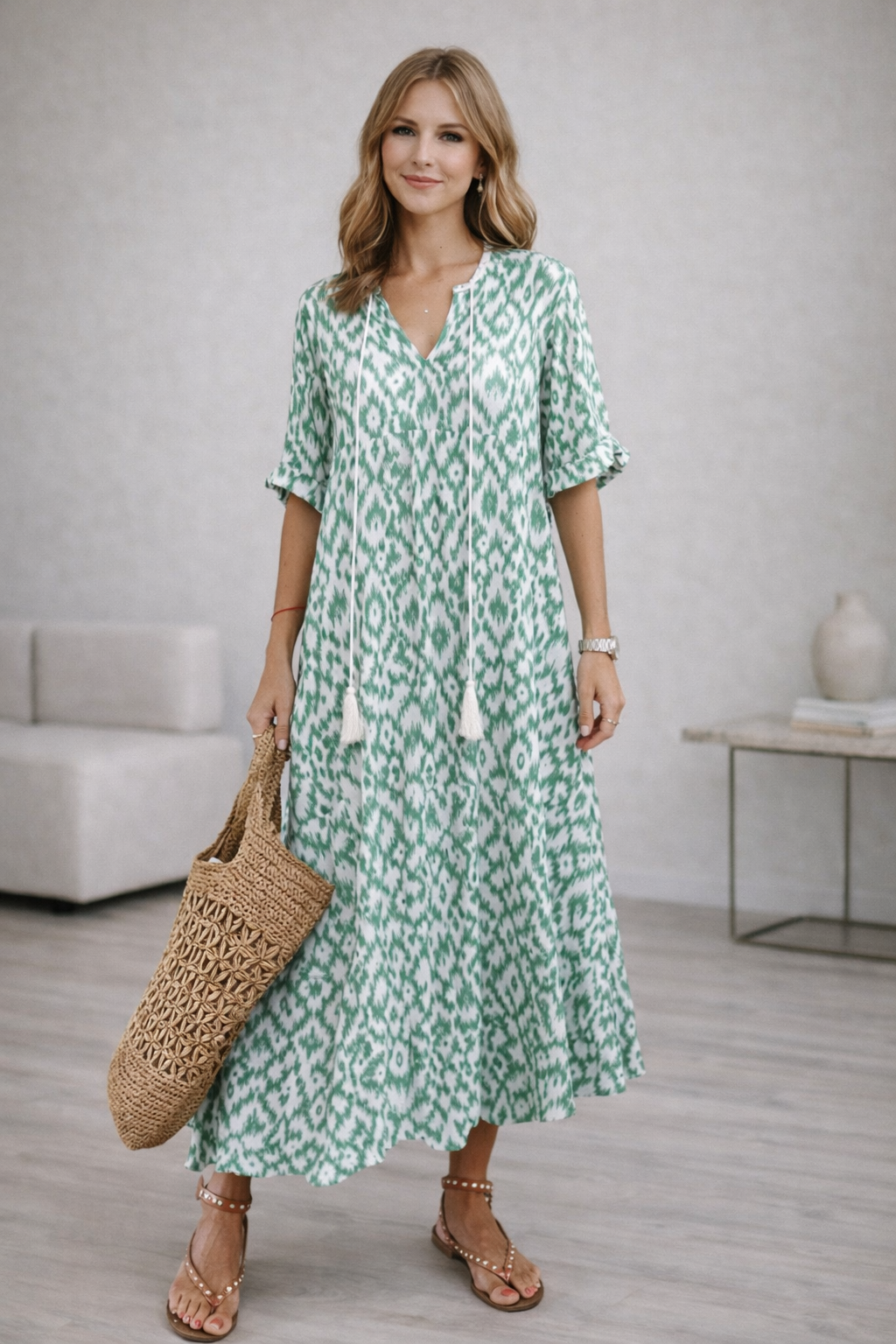 Solvara Bohemian V-Neck Maxi Summer Dress