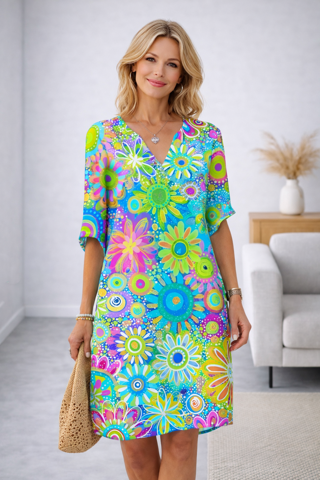 Florevina V-Neck Floral Dress for Women