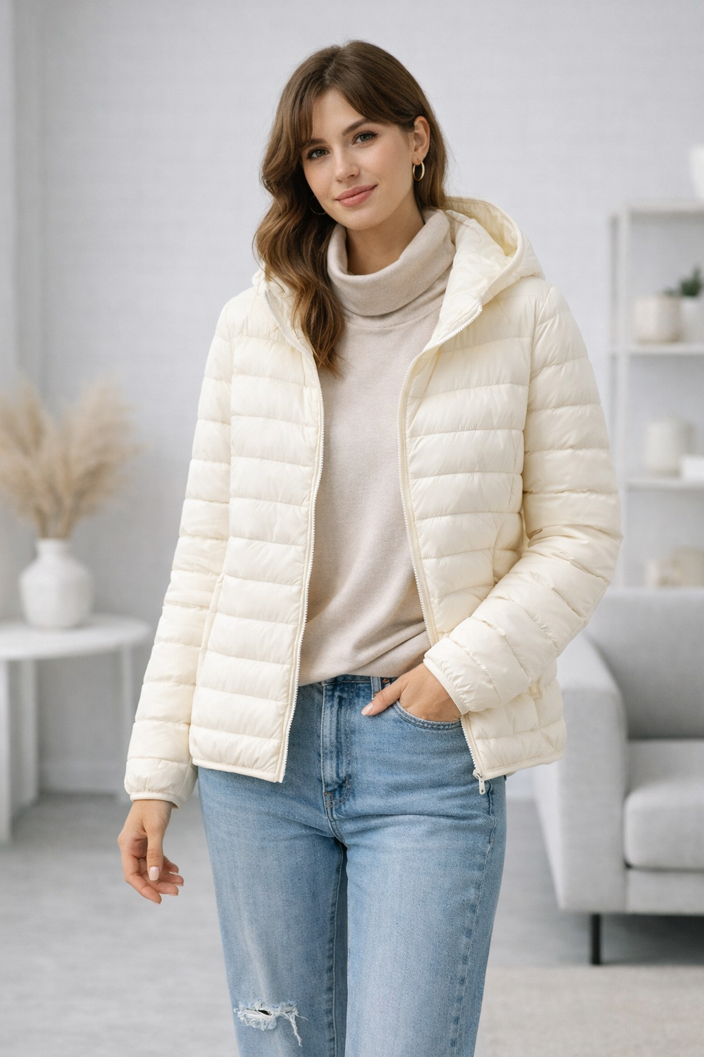 Thermavelle Lightweight Hooded Puffer Jacket for Women