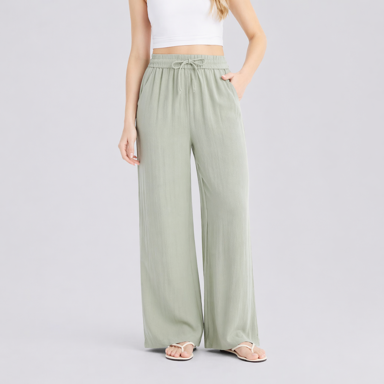 High Waist Wide Leg Linen Trousers