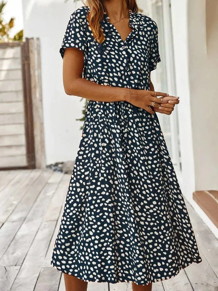 Leovira Vintage Leopard Print Belted Summer Dress