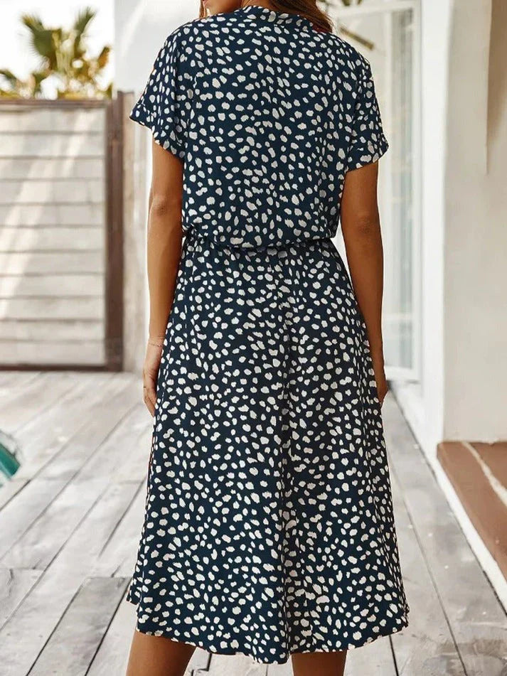 Leovira Vintage Leopard Print Belted Summer Dress