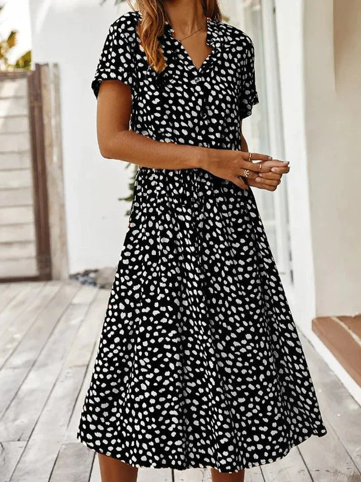 Leovira Vintage Leopard Print Belted Summer Dress