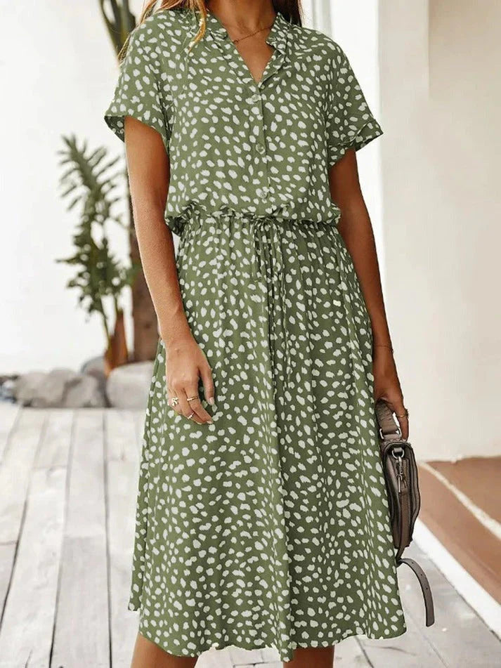 Leovira Vintage Leopard Print Belted Summer Dress
