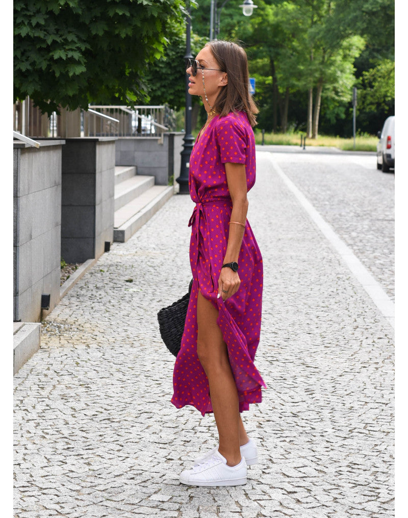 Floravelle Floral Wrap Midi Dress with V-Neck