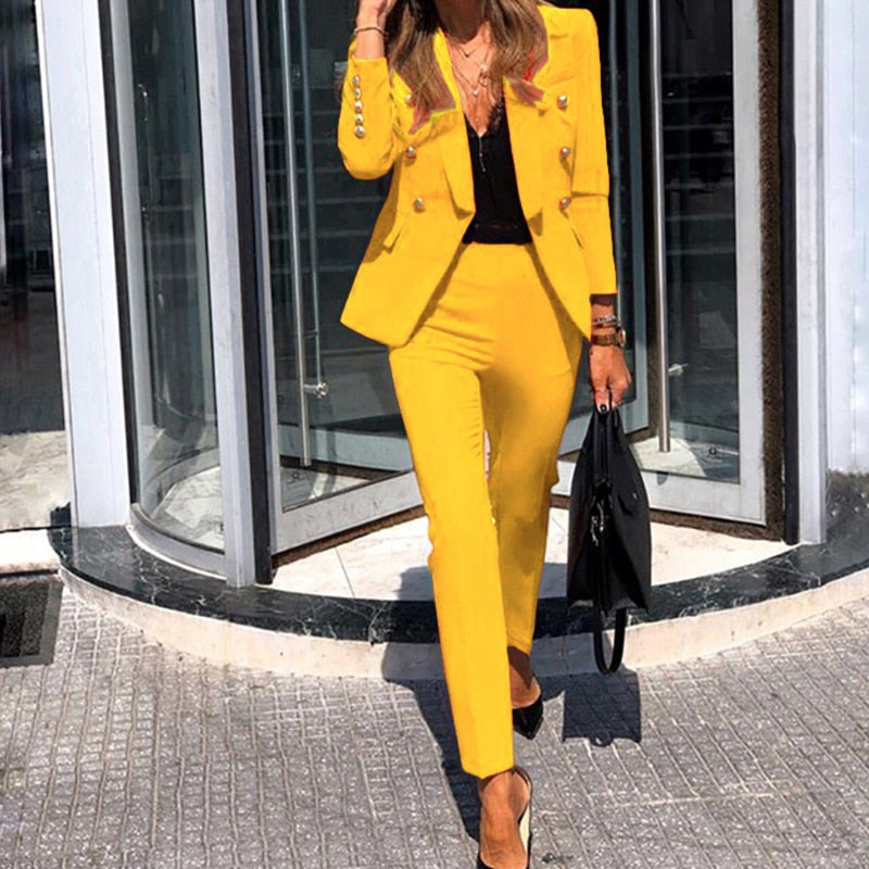 Valerique Elegant Blazer and Tailored Trousers Set for Women