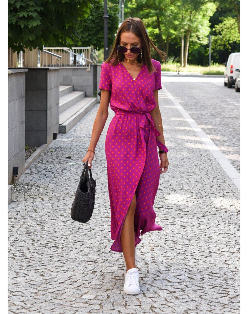 Floravelle Floral Wrap Midi Dress with V-Neck
