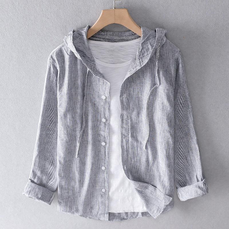 Airvella | Breathable Linen-Blend Hooded Button Shirt for Women