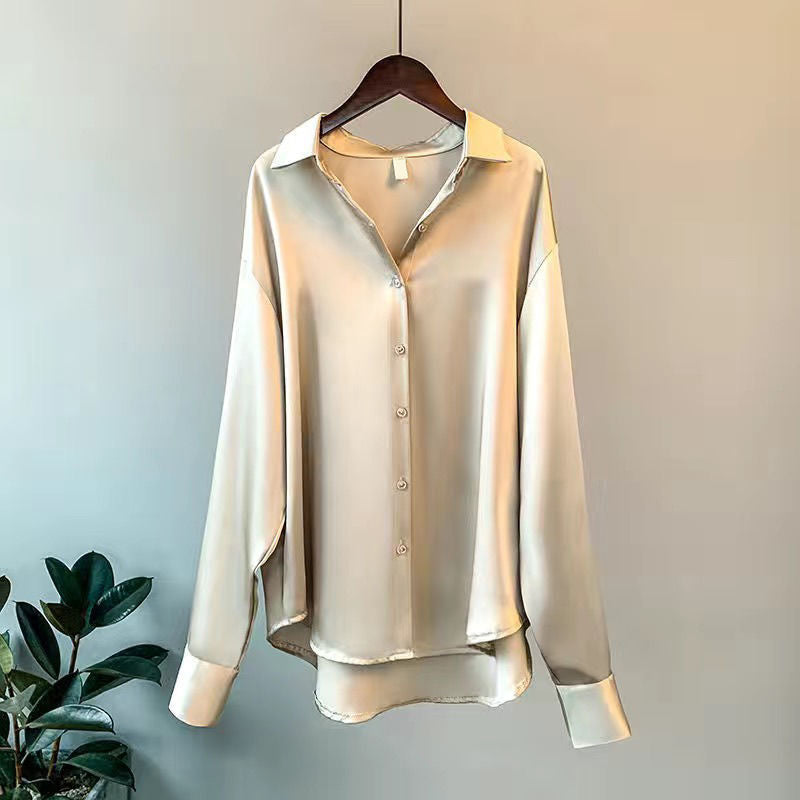 SilvaGrace Luxury Silk Blouse for Women – Elegant Relaxed Fit with Timeless Design