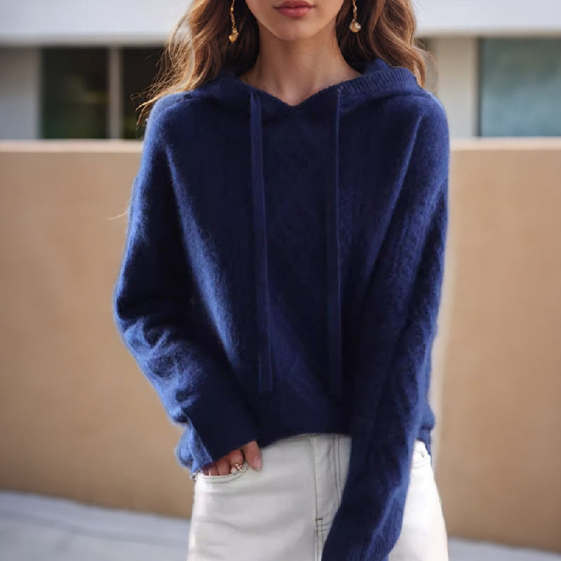 Jamie | Women's Cable Knit Hooded Pullover Sweater - Image 3
