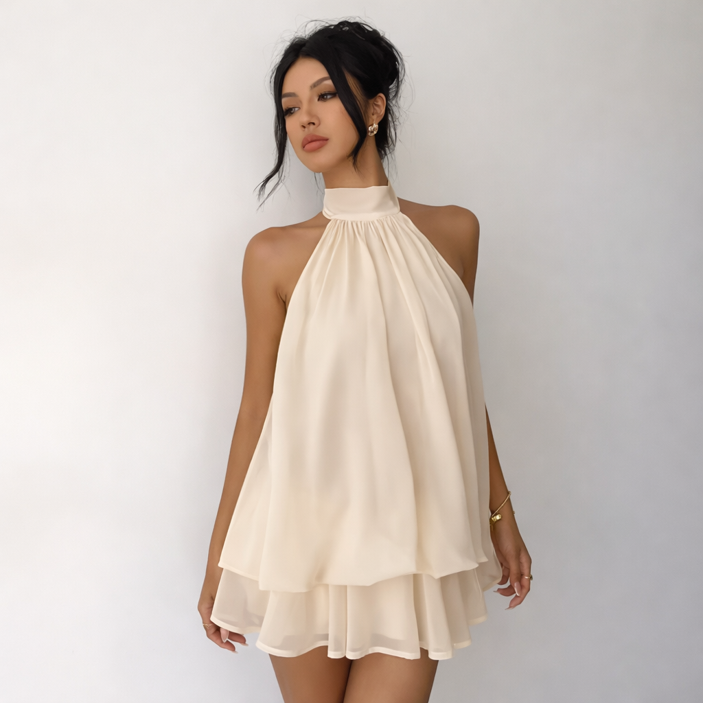 Aurelle Halter Neck Tie-Back Summer Dress