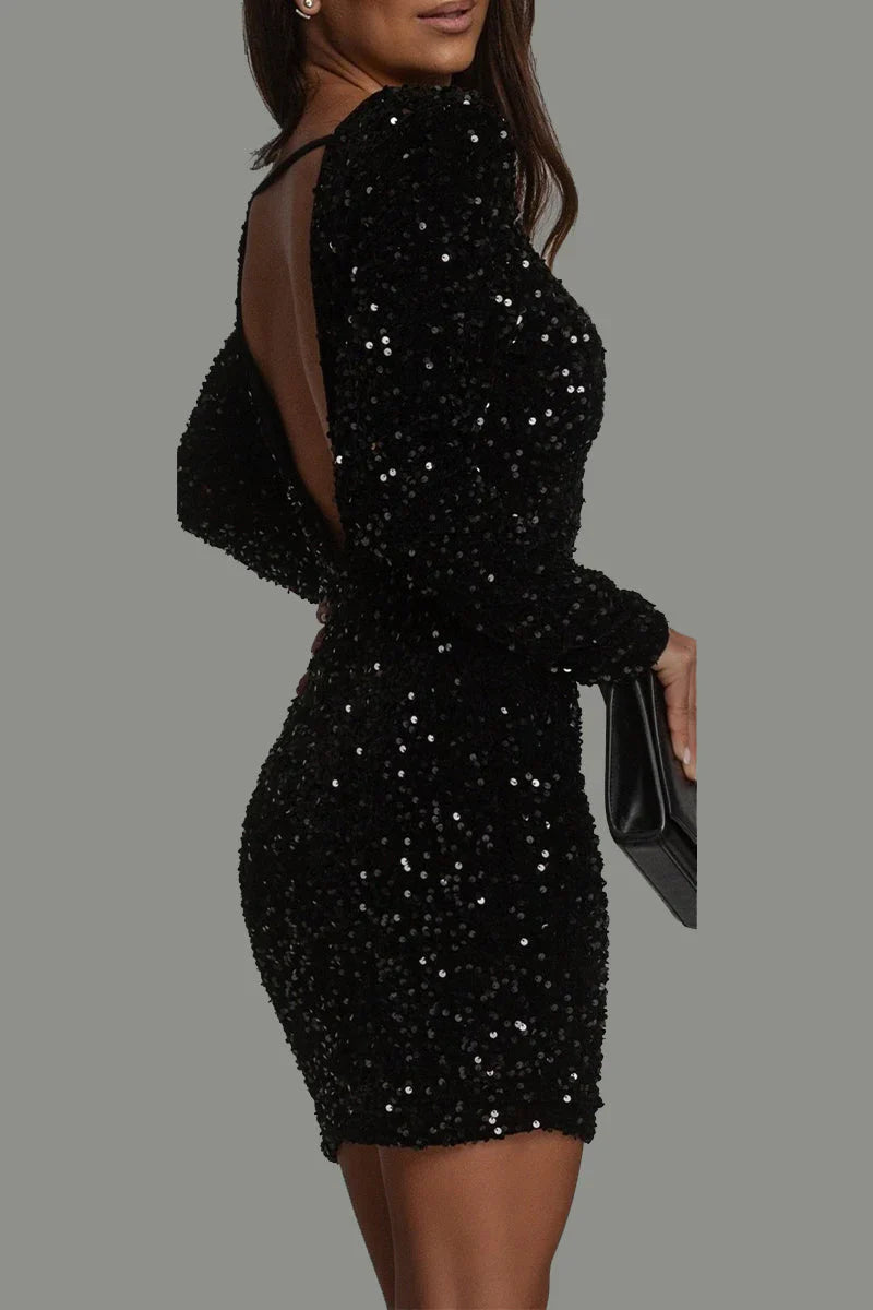 Noctelle Spark Backless Sequin Mini Dress
