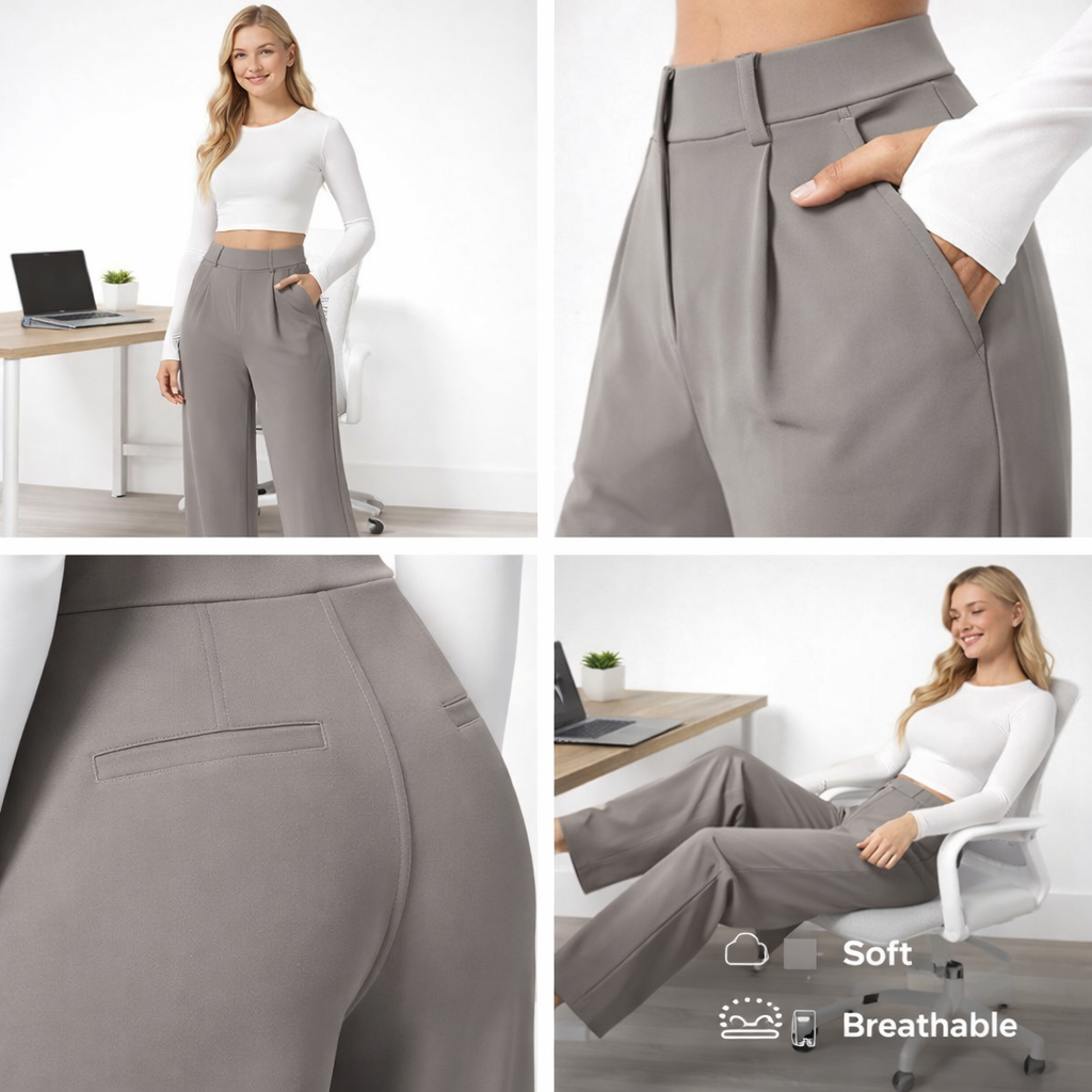 LumeFit Women’s High-Waisted Straight-Leg Trousers