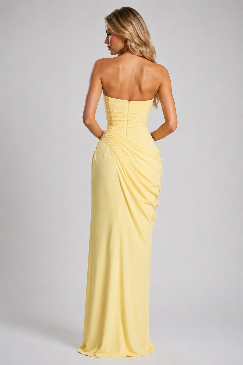 Layla - Women's Yellow Strapless Maxi Dress