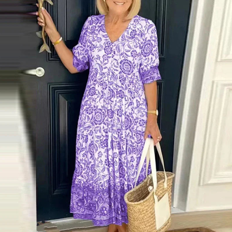Solviera Bohemian V-Neck Maxi Dress