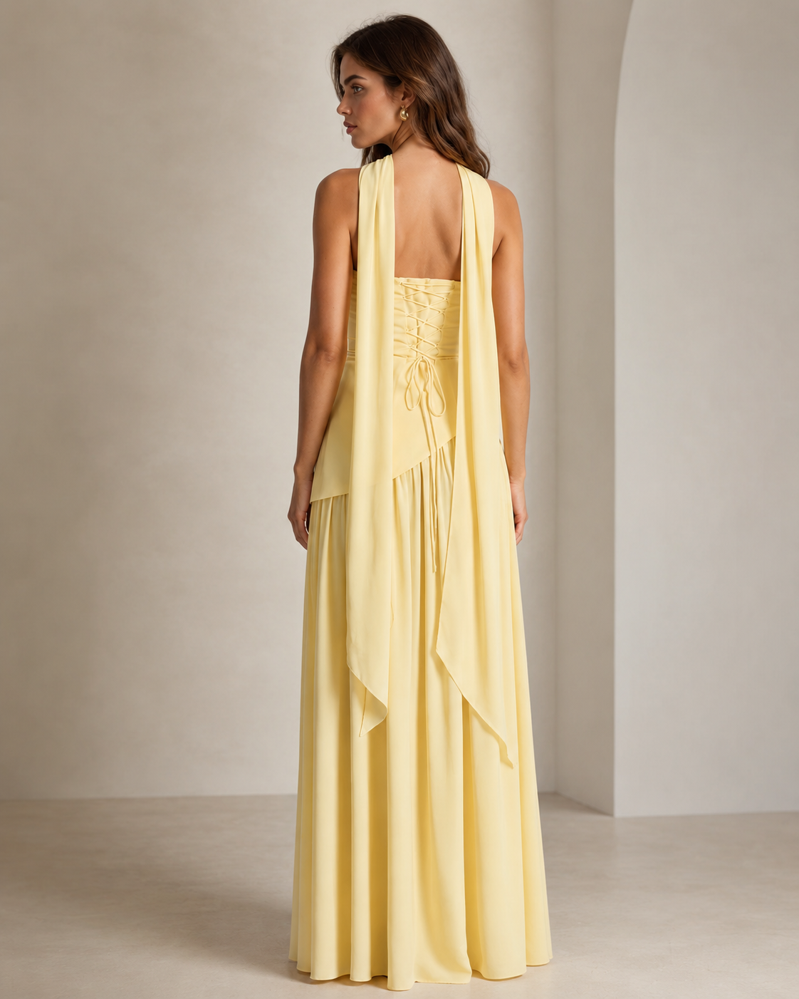 Fleur | Strapless Scarf Neck Maxi Dress