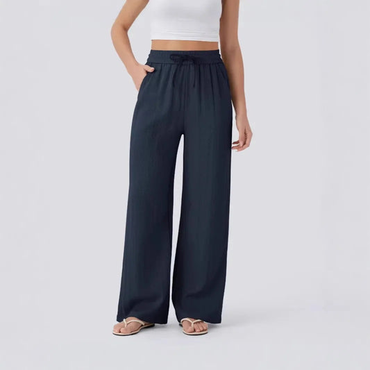 High Waist Wide Leg Linen Trousers