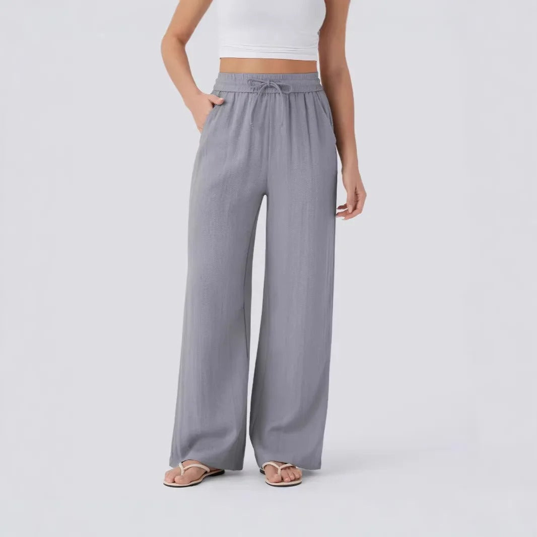 High Waist Wide Leg Linen Trousers