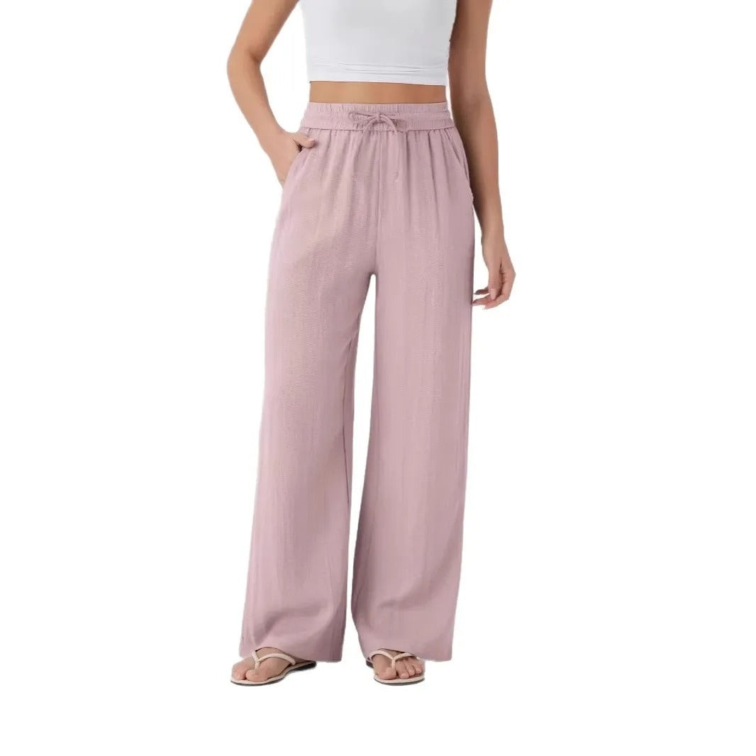 High Waist Wide Leg Linen Trousers