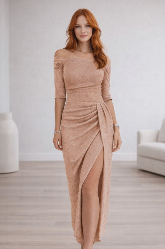 Aurielle | Off-Shoulder Floor-Length Maxi Dress for Wedding Guests