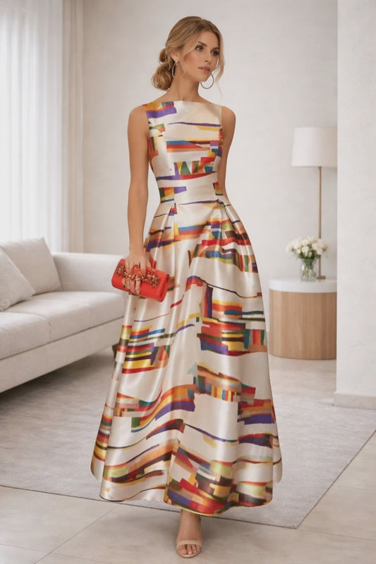 Zarelle Geometric Print Maxi Dress