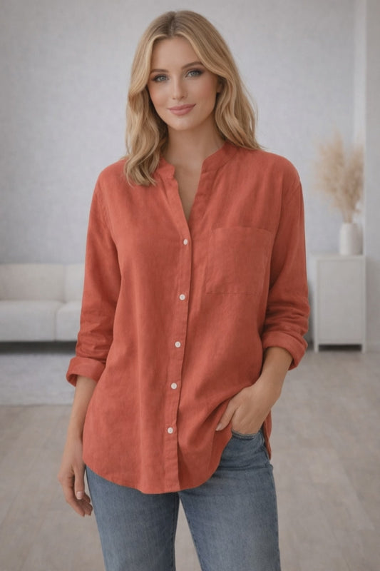 Lunessa Cotton Relaxed Shirt – Casual Women’s Blouse in Breathable Natural Fabric