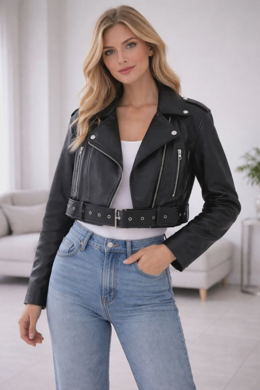 Virella | Modern Cropped Biker Jacket for Women