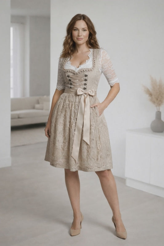Alpenvera | Traditional Lace-Up Dirndl Dress with Blouse for Oktoberfest