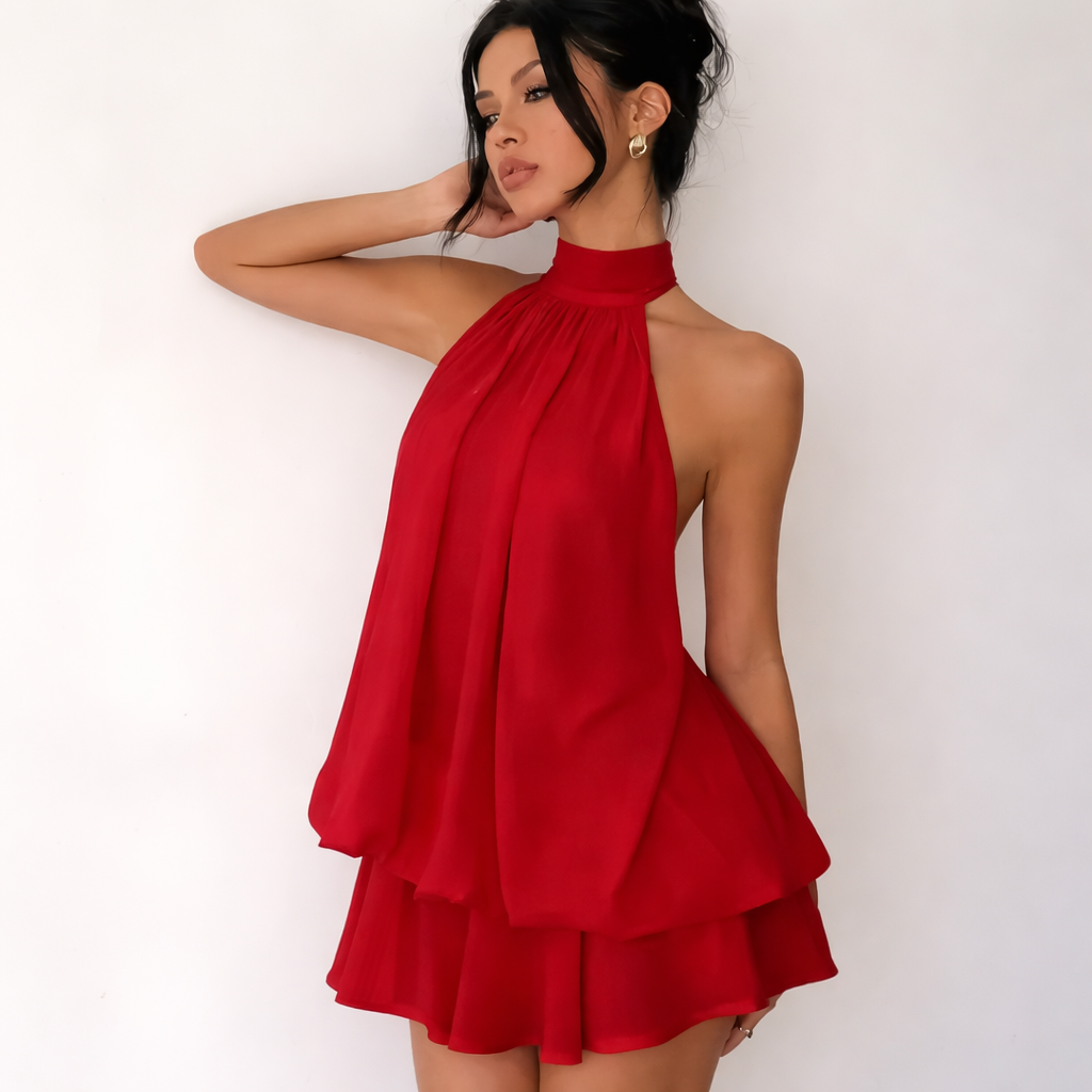 Aurelle Halter Neck Tie-Back Summer Dress