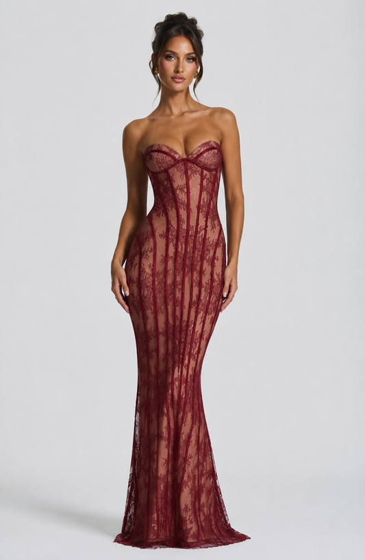 Vivienne | Lace Corset Maxi Dress
