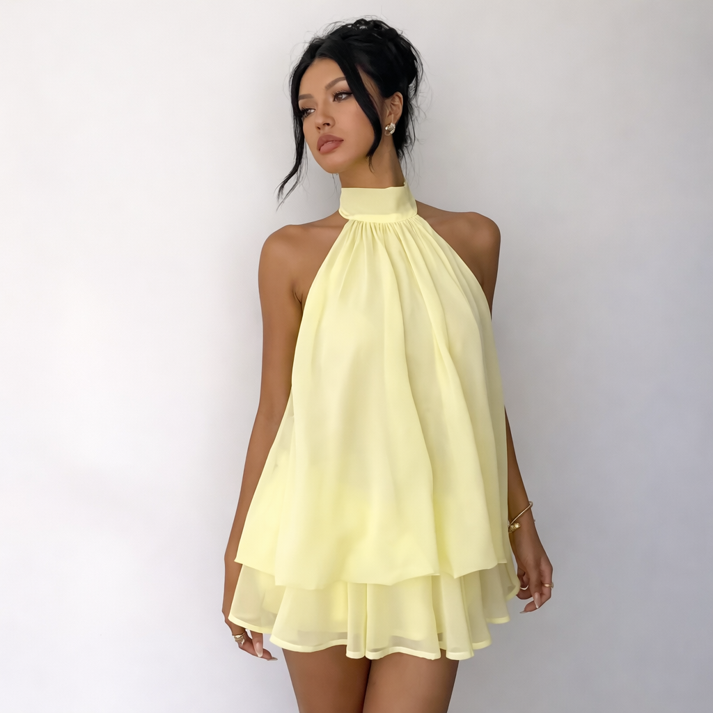 Aurelle Halter Neck Tie-Back Summer Dress